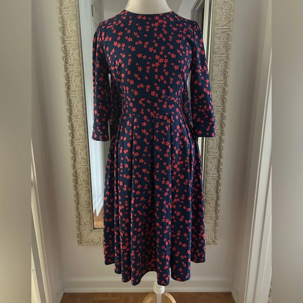 Amazon Navy and Red Floral Long Sleeve Dress - Picture 1 of 6